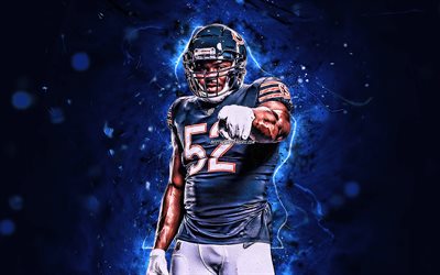 Khalil Mack, linebacker, Chicago Bears, football americano, NFL, Khalil Delshon Mack, National Football League, luci al neon, i Chicago Bears