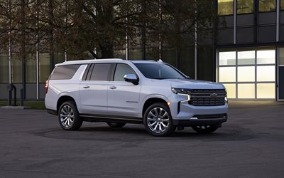 Chevrolet Suburban, 2020, exterior, blanco SUV de lujo, nuevos blancos de las afueras, los coches americanos, Chevrolet
