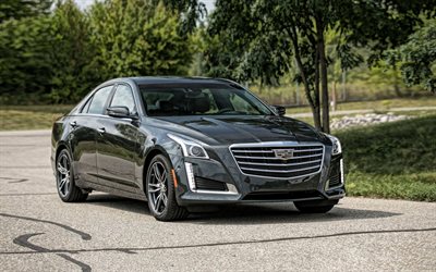 Cadillac CTS, 2019, front view, exterior, gray sedan, new gray CTS, american cars, Cadillac