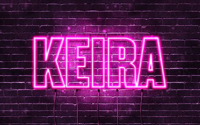 Keira, 4k, fondos de pantalla con los nombres, los nombres femeninos, Keira nombre, púrpura luces de neón, el texto horizontal, imagen con el nombre de Keira