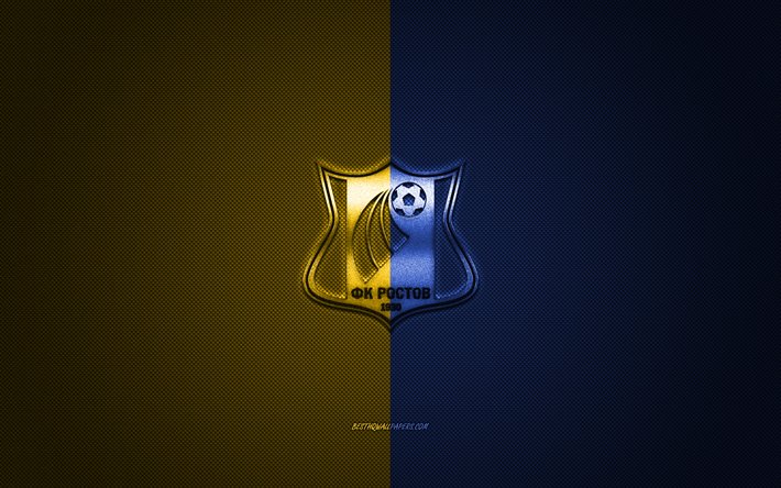 FC Rostov, russie de football de club, de premi&#232;re Ligue russe, bleue logo jaune, bleu jaune en fibre de carbone de fond, football, Rostov, en Russie, le FC Rostov logo