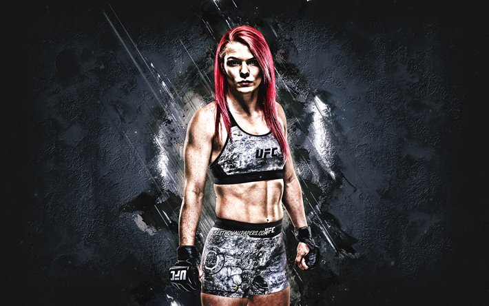 Gillian Robertson, UFC, canadian fighter, portrait, gray background, MMA, Ultimate Fighting Championship