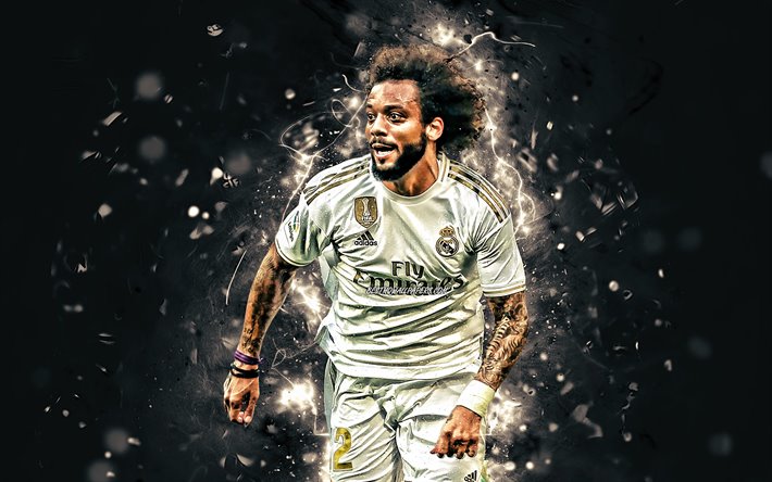 Marcelo, 2020, brasiliansk fotbollsspelare, Real Madrid-CF, fotboll, fan art, Marcelo Vieira da Silva Junior, Ligan, neon lights, Spanien