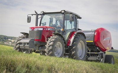 Massey Ferguson 4709, recoger hierba, 2020 tractores, maquinaria agrícola, rojo tractor, la agricultura, la cosecha, Massey Ferguson