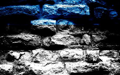 Estonia flag, grunge brick texture, Flag of Estonia, flag on brick wall, Estonia, Europe, flags of european countries
