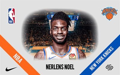 Nerlens Noel, New York Knicks, American Basketball Player, NBA, portrait, USA, basketball, Madison Square Garden, New York Knicks logo