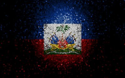 Haiti flag, mosaic art, North American countries, Flag of Haiti, national symbols, Haitian flag, artwork, North America, Haiti