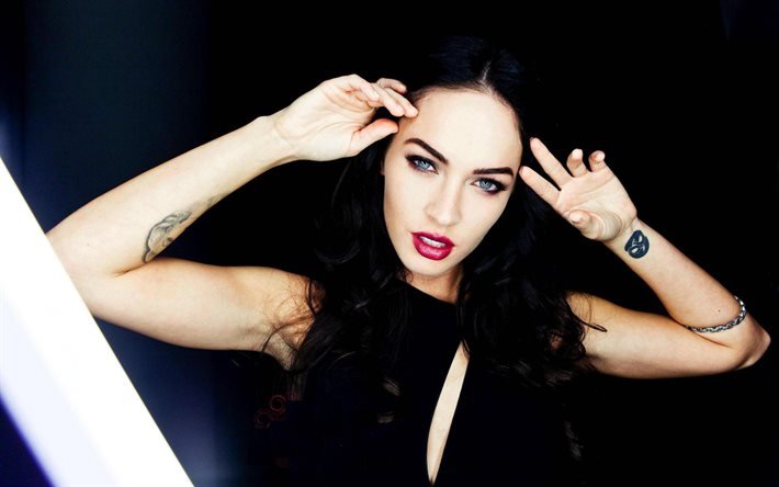Megan Fox, actrice am&#233;ricaine, portrait, robe noire, s&#233;ance photo, actrice populaire, star hollywoodienne