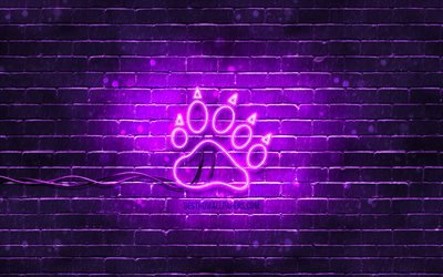 Bear Paw neon ikon, 4k, violett bakgrund, neonsymboler, Bear Paw, kreativ, neon ikoner, Bear Paw tecken, djur tecken, Bear Paw ikon, djur ikoner