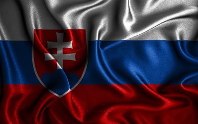 Slovak flag, 4k, silk wavy flags, European countries, national symbols, Flag of Slovakia, fabric flags, Slovakia flag, 3D art, Slovakia, Europe, Slovakia 3D flag