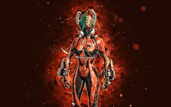 Valkyr, 4k, orange neon lights, Warframe, RPG, Warframe characters, Valkyr Build, Warframe Builds, Valkyr Warframe