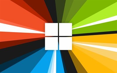 Windows logosu, &#231;ok renkli soyutlama, Windows amblemi, sanat, beyaz Windows logosu, Windows