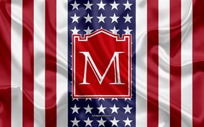 Minot State University Emblem, American Flag, Minot State University logo, Minot, North Dakota, USA, Minot State University