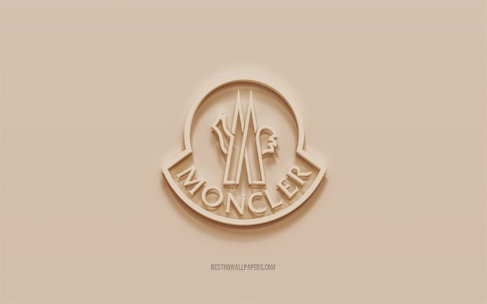 Download wallpapers Moncler logo, brown plaster background, Moncler 3d ...