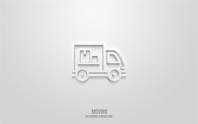 Moving 3d icon, white background, 3d symbols, Moving, Real estate icons, 3d icons, Moving sign, Real estate 3d icons