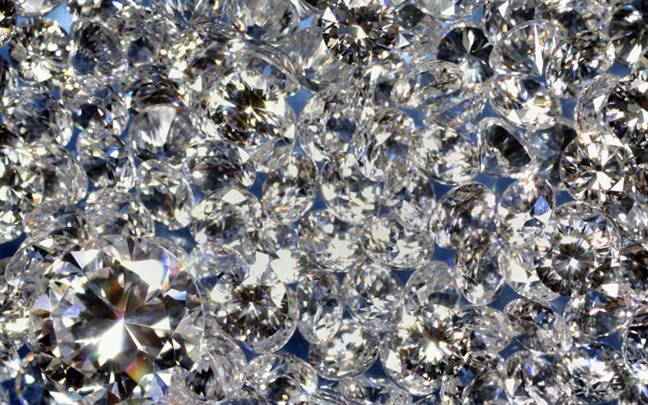 white gems, 4k, macro, crystals textures, gems textures, background with gems, diamonds, crystals patterns