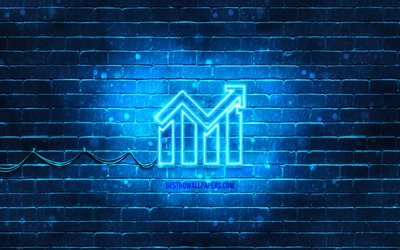 Financial result neon icon, 4k, blue background, neon symbols, Financial result, neon icons, Financial result sign, financial signs, Financial result icon, financial icons
