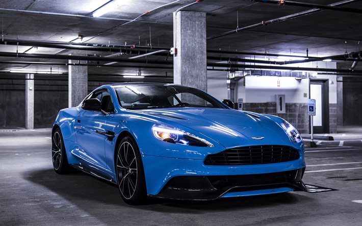 Aston Martin DB9, superauto, Brittil&#228;inen urheiluautoja, sininen DB9, sininen Aston Martin