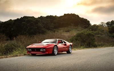 Ferrari 288 GTO, supercars, retro cars, red ferrari
