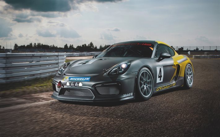 Porsche Cayman Gt4, 2017, Clubsport, de course de Porsche, voitures de sport, piste de course