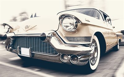 Cadillac Eldorado, 1957, classic cars, retro cars, beige Cadillac