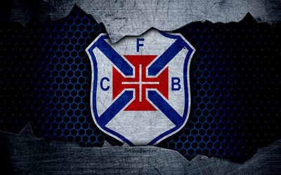Belenenses, 4k, logo, Primeira Liga, soccer, football club, Portugal, grunge, metal texture, Belenenses FC