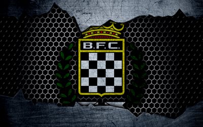 بوافيستا, 4k, شعار, الدوري الأول, كرة القدم, نادي كرة القدم, البرتغال, الجرونج, الملمس المعدني, نادي بوافيستا