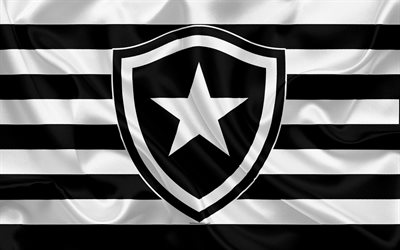 Botafogo RJ FC, Brasiliansk fotboll club, emblem, logotyp, Brasiliansk Serie A, fotboll, Rio de Janeiro, Brasilien, silk flag