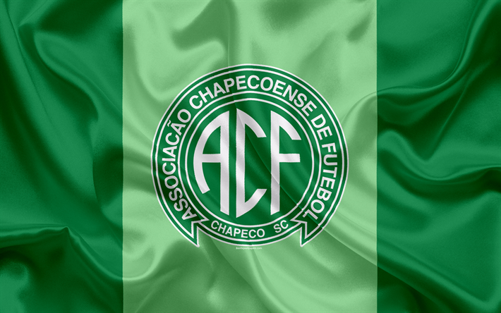 chapecoense fc, brasilianische fu&#223;ball-club, emblem, logo, brasilianische serie a, fu&#223;ball, chapeco, santa catarina, brasilien, seide flagge