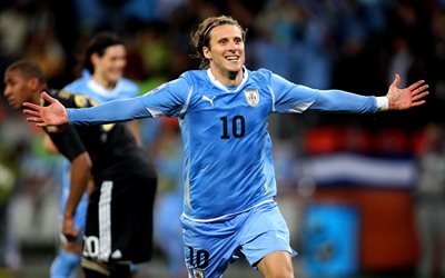 Diego Forlan, 4k, Uruguayan National Team, match, soccer, footballers