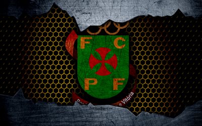 Pacos de Ferreira, 4k, logo, Primeira Liga, soccer, football club, Portugal, Ferreira, grunge, metal texture, Pacos de Ferreira FC