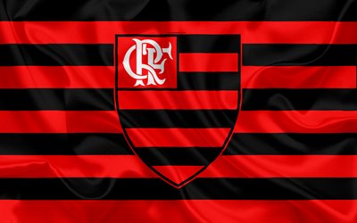 Flamengo RJ FC, Brazilian football club, emblem, logo, Brazilian Serie A, football, Rio de Janeiro, Brazil, silk flag