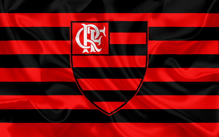 flamengo rj-fc, brasilianische fu&#223;ball-club, emblem, logo, brasilianische serie a, fu&#223;ball, rio de janeiro, brasilien, seide flagge