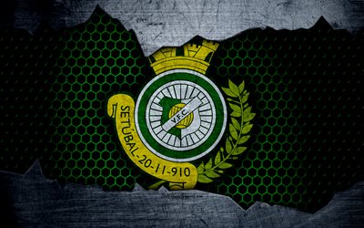Setubal, 4k, logo, Primeira Liga, soccer, football club, Portugal, grunge, metal texture, Setubal FC