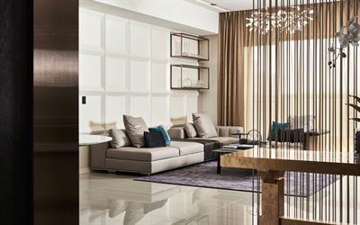 living room, 4k, modern design, stylish interior, light room, modern apartment, interior idea