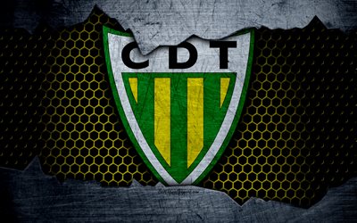 Tondela, 4k, logo, Primeira Liga, football, club de football, CD Tondela, Portugal, grunge, m&#233;tal, texture, Tondela FC