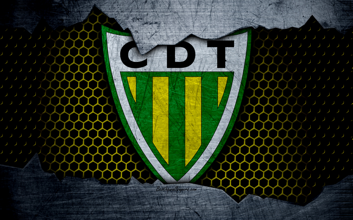 Tondela, 4k, logotyp, Den F&#246;rsta Ligan, fotboll, football club, CD Tondela, Portugal, grunge, metall textur, Tondela FC