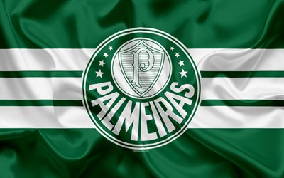 Palmeiras FC, Brazilian football club, emblem, logo, Brazilian Serie A, football, Sao Paulo, Brazil, silk flag