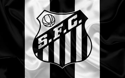 El Santos FC de brasil, club de f&#250;tbol, emblema, logotipo, Brasile&#241;o de Serie a, f&#250;tbol, Santos, Sao Paulo, Brasil, bandera de seda
