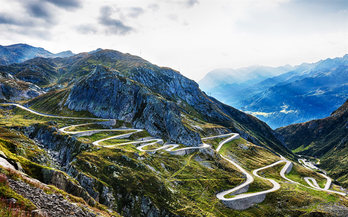 Download Wallpapers Gotthard Pass Mountain Serpentine 4k Alps Switzerland Mountain Road Ticino For Desktop Free Pictures For Desktop Free