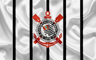 Corinthians FC, Brazilian football club, emblem, logo, Brazilian Serie A, football, Sao Paulo, Brazil, silk flag