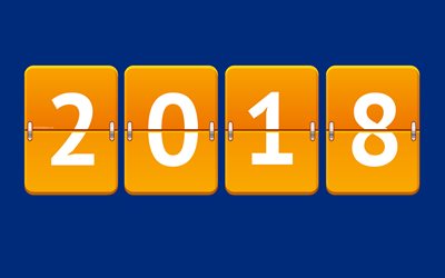 2018 Year, 4k, New Year, 2018 concepts, 2018, scoreboard