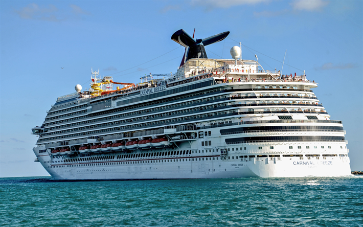 cruise ship, Carnival Breeze, luxury liner, large passenger ship, Caribbean Sea, luxury ships