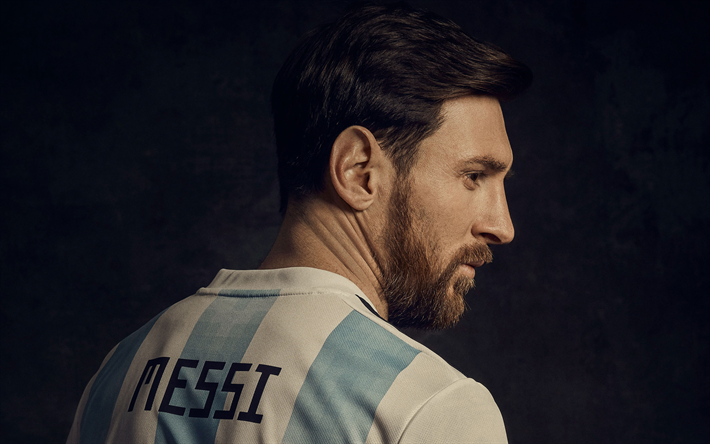 4k, Lionel Messi, photoshoot, 2018, football stars, Argentina national football team, back view, soccer, Messi, Argentine National Team, Leo Messi