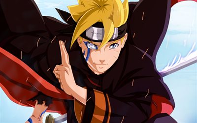 Naruto, Boruto, Uzumaki Naruto, muotokuva, art, japanilainen manga, anime merkki&#228;