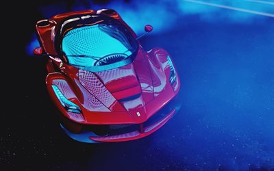Ferrari LaFerrari, darkness, 2018 cars, F150, supercars, red LaFerrari, Ferrari