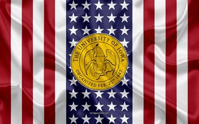 Iowa Üniversitesi Amblemi, Amerikan Bayrağı, Iowa Üniversitesi logosu, Iowa City, Iowa, ABD, Iowa Üniversitesi