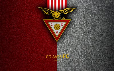 CD Aves FC, 4K, leather texture, Liga NOS, Primeira Liga, emblem, Aves logo, Vila-daz-Avish, Portugal, football, Portuguese Football Championships
