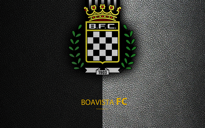 Boavista FC, 4K, textura de cuero, Enlace de NOS, Primeira Liga, emblema, logotipo de Boavista, en Oporto, Portugal, el f&#250;tbol, el Campeonato de F&#250;tbol de Portugal