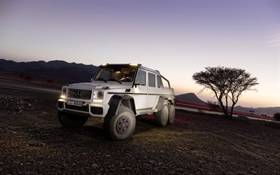 4k, メルセデス-ベンツAMG G63 6x6, offroad, 2017車, Suv, 砂漠, メルセデス